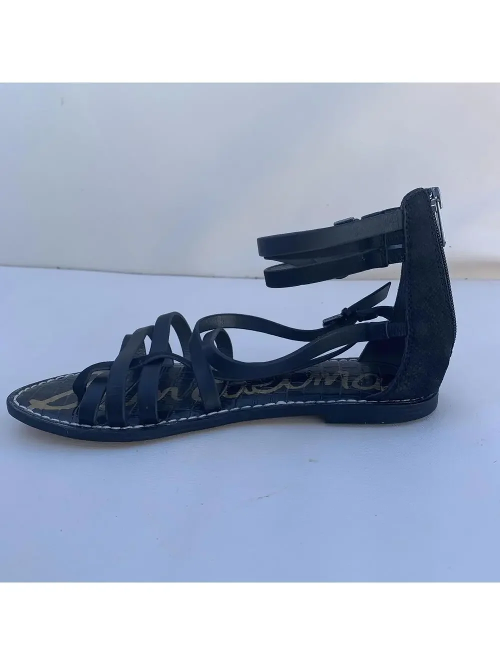 Sam Edelman Gladiator Sandals Black Flats Sz 9 Womens - Picture 8 of 11